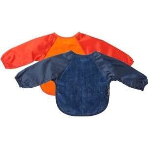  Sleeved Wonder Bib, Sz Small, 2 pack   Orange / Navy Baby
