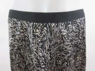 BANANA REPUBLIC Black White Silk A Line Skirt Sz 2  