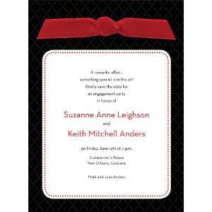  Quilted Berry with Ribbon Engagement Party Invitations 