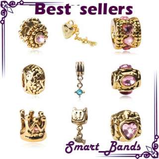 9pcs Gold EP Crystal bead for European bracelet bead charms X mas free 