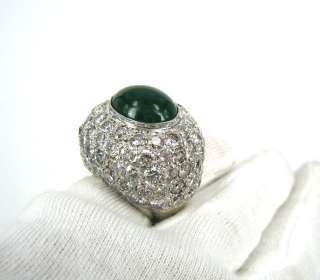 Killer 15ct Diamond 8ct Emerald 18K Cluster Pave Ring  
