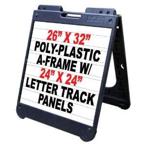  26 x 32 Black Poly Plastic Sidewalk Sandwich Board A frame Sign 