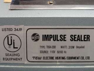 TEW Tish 200 Impulse Sealer Y62  