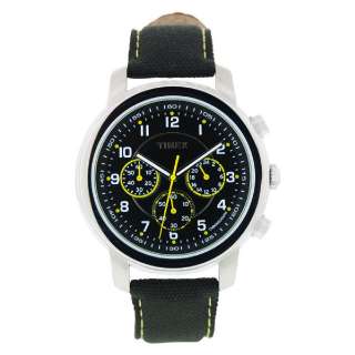 Timex Mens Nylon Canvas Strap & Black Dial Chronograph Watch T2N163 