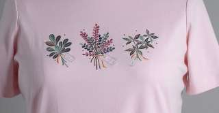 Basic Editions Womens Plus 2X Pink Embroidered Top SS NWT  