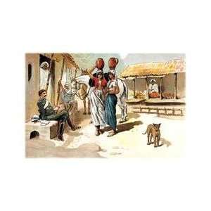  A Soldier and Villagers 24x36 Giclee