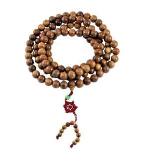  Tibetan Sandalwood 14mm 108 Prayer Beads Necklace, Tibetan Mala