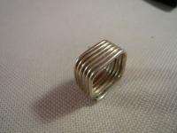 SILVER 925 VINTAGE MODERNIST 9MM SQUARE COIL WIRE BAND MENS RING S8 