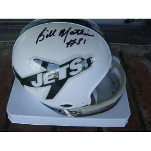  Bill Mathis Throwback New York Jets Signed Mini Helmet 