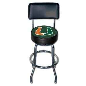 Miami Hurricanes College Single Rung Swivel Bar Stool w/backrest, 42H 