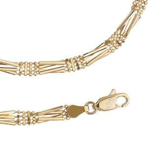  14K Yellow Gold Fancy Alternating Bead and Solid Link 