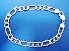 Beautiful Sterling Silver & Silver Plated Figaro Chain Mens Bracelet 