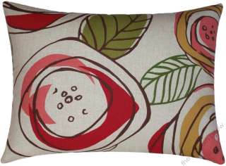   throw pillow cover red salmon gold green on a beige background