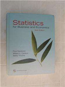 Statistics for Business and Economics 6th Newbold ISBN 013188090X 