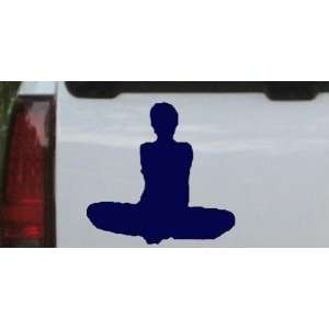 Navy 6in X 6.3in    Yoga Pose Silhouettes Car Window Wall Laptop Decal 