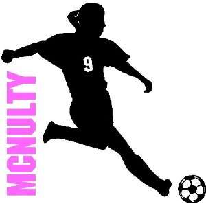  SOCCER GIRL WITH CUSTOM NAME/NUMBER.WALL ART STICKERS 
