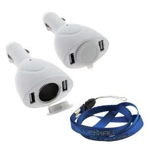  GTMax White 2 Port USB Car Charger Vehicle Power Adapter 