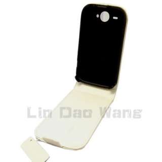 Genuine Leather Case Pouch Film For HTC WILDFIRE,White  