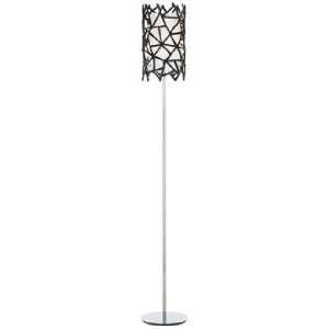  Stick Floor Lamp with Black Acrylic Bamboo Pattern Shade 