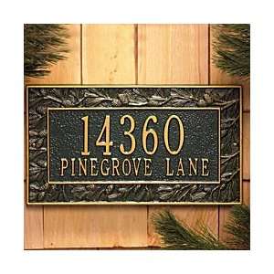  Pine Cone Address Plaque   BLACK/GOLD LETTERS 