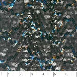  45 Wide Sequin Embellished Lace Fabric Black By The Yard 