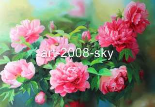 Original Oil painting art chinese The national flower Peony Florals 