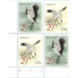 1994 WHOOPING CRANES & BLACK NECKED CRANES #2867 68 Plate Block of 4 x 