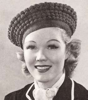 Vintage Crochet Beret Hat Shell Stitch Retro pattern  