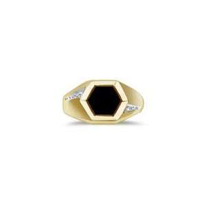    0.01 CT 8mm Hex Onyx Mens Ring in 14K Yellow Gold 7.0 Jewelry