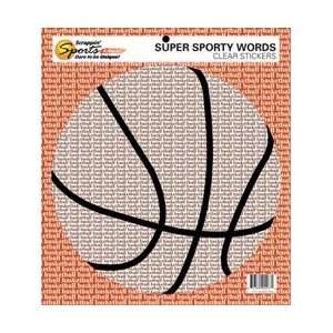   Words Clear Sticker 8.5X9.5 Basketball; 5 Items/Order Arts, Crafts