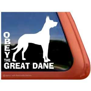  Obey the Great Dane~ Dog Vinyl Window Decal Automotive