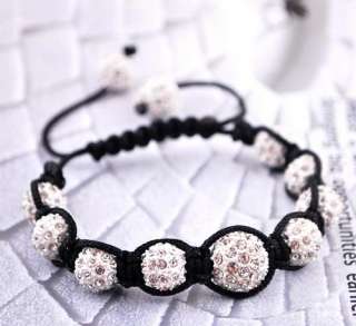 White 1pcs DIY bracelet Bangle Disco Crystal Ball Beads Xmas gift9 