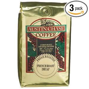 Austin Chase Coffee Company French Roast Decaf, Ground Coffee, 12 