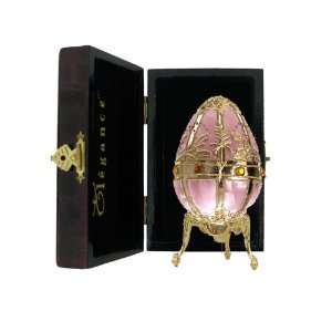   Rose Quartz Glass Mothers Day Egg with Lacquered Box and 24 karat