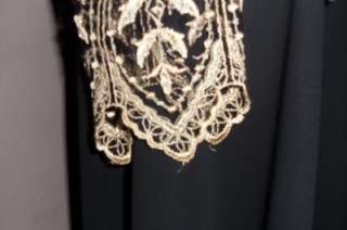   New York   STUNNING BLACK dress with sheer GOLD LACE overlay top sz 12