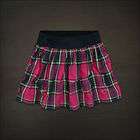 NWT Hollister Bettys Womens Huntington Beach Dark Pink Plaid Skirt XS 