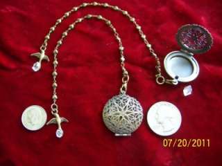 Antique Brass Locket HERKIMER DIAMOND Pendulum   UNIQUE  