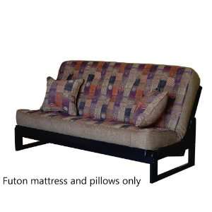  Full Size Futon Sofa Mattress Tufted in Patterned Fabric 
