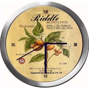  RIDDLE 14 Inch Coffee Metal Clock Quartz Movement Kitchen 