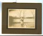 1900? MAN with SHOTGUN and DOG Cabinet Photo HUNTING