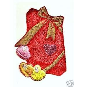  BOGO   Iron On Applique/Red Candy Box w/Gold Embroidery 