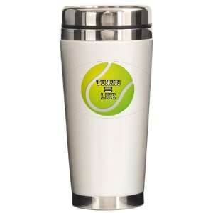    Ceramic Travel Drink Mug Tennis Equals Life 
