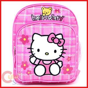   Kitty School Backpack Toddler Bag 10 Pink Flowers with Teddy Bear