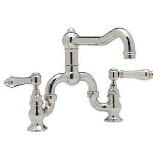 Rohl Deck Mounted Country Kitchen Bridge Faucet, Metal Lever Handles 