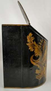 Pr Antique 19th C. Tin Folk Art Decorated Toleware Tea Box Boxes 