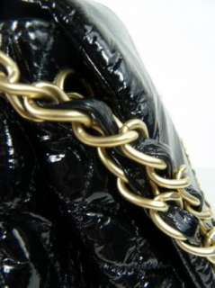 CHANEL Rock and Chain Black Patent Leather Hand/Bag Tote Purse  