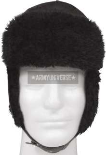 Black Russian Style Trooper Hat With Ear Flaps  