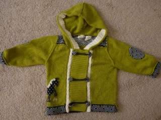   LiaMolly Cotton Knit Hooded Horse Sweater Green Black girl 18 24mo