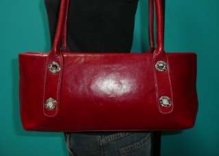 BLAQUE Argentina RED Cranberry Leather Satchel Shoulder Purse Bag 