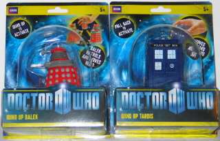 Doctor Who Wind Up Tardis Police Box and Red Dalek British Toys MINT 